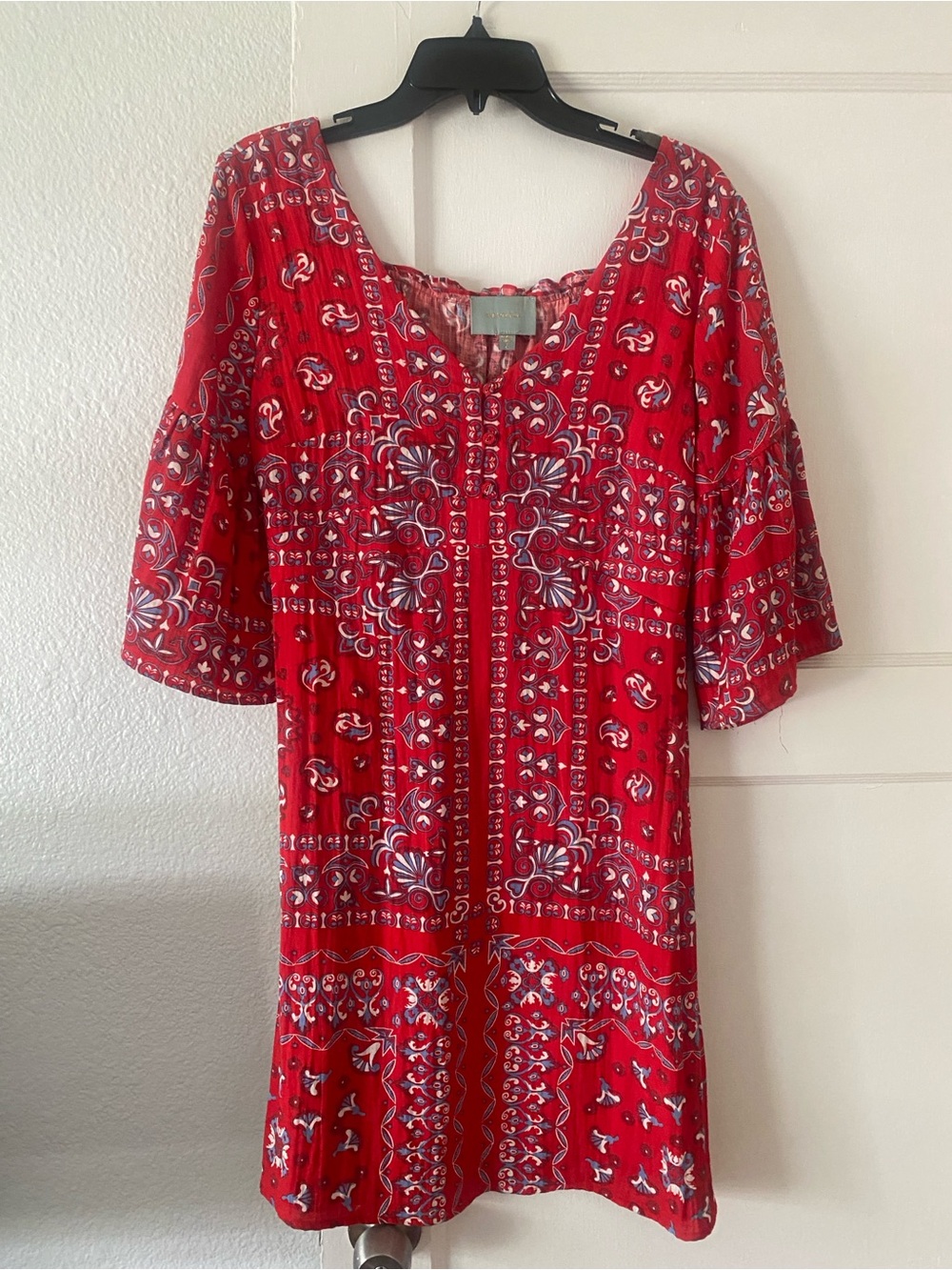 Skies Are Blue - Red Patterned Women's Dress